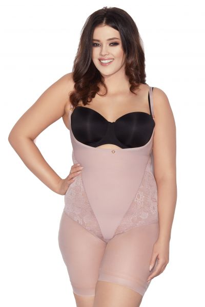 Mitex Glossy Form Shaper Body Powder Pink Shaping cupless body with legs S-5XL GF-PP