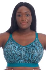 Goddess Sport Non-Wired Bra Teal Snake