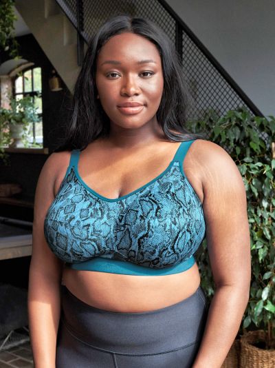 Goddess Goddess Sport Non-Wired Bra Teal Snake Non-wired, non-padded sports bra 75-105, G-N GD6912-TEL