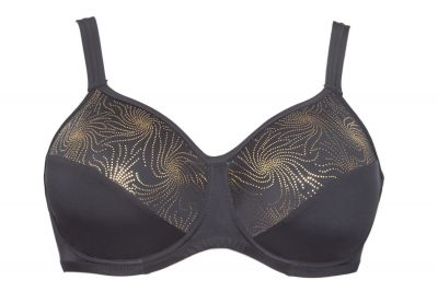 Plaisir Golden Full Cup Bikini Bra Black/Gold Underwired, non-padded bikini bra 80-100, D-H T0051-BLK/GLD