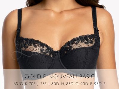 Gaia Lingerie Goldie Nouveau Semi Soft Bra Black Underwired, semi soft bra 65-105, D-L BS-899-CZ2