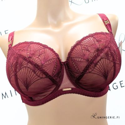 Gorsenia Mira UW Soft Bra Burgundy Underwired, non-padded bra mesh and lace bra. 70-100, D-M K942-deep-red