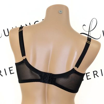 Gorsenia Ottavia UW Soft Side Support Bra Black & Petrol Underwired, non-padded soft side support bra with embroidery. 65-105, D-L K947