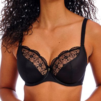 Freya Hallie UW Soft Plunge Bra Black Underwired, non-padded soft cup bra 60-90, D-O AA402602-BLK