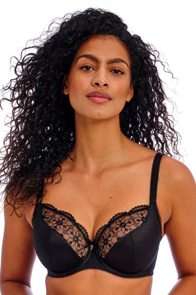 Freya Hallie UW Soft Plunge Bra Black Underwired, non-padded soft cup bra 60-90, D-O AA402602-BLK