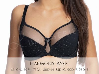 Gaia Lingerie Harmonia Soft Bra Black Underwired, soft cup bra with side support 65-105, D-L BS-1142-CZA