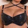 Scantilly by Curvy Kate Harnessed Padded Half Cup Bra Black Pleather-thumb Underwired, padded half cup bra with matte pleather cover. 65-85, E-L ST-008105-BLK