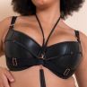 Scantilly by Curvy Kate Harnessed Padded Half Cup Bra Black Pleather-thumb Underwired, padded half cup bra with matte pleather cover. 65-85, E-L ST-008105-BLK