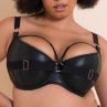 Scantilly by Curvy Kate Harnessed Padded Half Cup Bra Black Pleather-thumb Underwired, padded half cup bra with matte pleather cover. 65-85, E-L ST-008105-BLK
