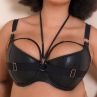 Scantilly by Curvy Kate Harnessed Padded Half Cup Bra Black Pleather-thumb Underwired, padded half cup bra with matte pleather cover. 65-85, E-L ST-008105-BLK