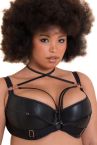 Scantilly by Curvy Kate Harnessed Padded Half Cup Bra Black Pleather-thumb Underwired, padded half cup bra with matte pleather cover. 65-85, E-L ST-008105-BLK