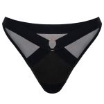 Harnessed Deep Thong Black Pleather