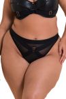 Scantilly by Curvy Kate Harnessed Deep Thong Black Pleather-thumb  S/36-38 - XL/48-50 ST-008207-BLK