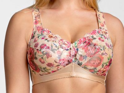 Miss Mary Heavenly Blossom Non-Wired Full Cup Bra Red Floral Non-wired full cup bra. 80-110 D-H MM-2959-BEIGE