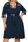  Helen Dressing Gown Navy-thumb  S-5XL 