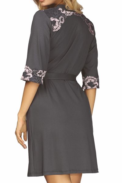 Hamana Helen Dressing Gown Grey-Pink  S-5XL 