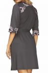 Hamana Helen Dressing Gown Grey-Pink-thumb  S-5XL 