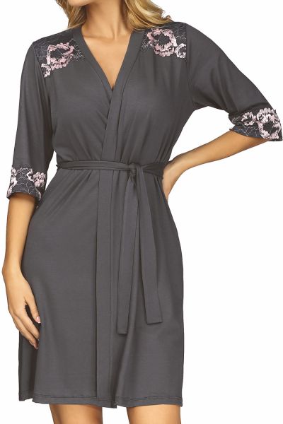 Hamana Helen Dressing Gown Grey-Pink  S-5XL 