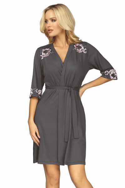 Hamana Helen Dressing Gown Grey-Pink  S-5XL 