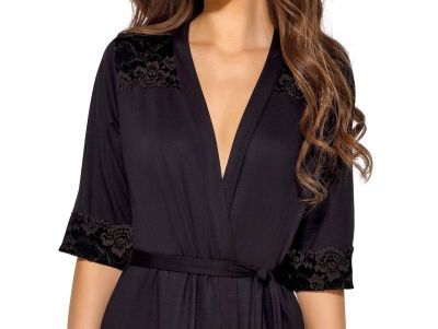 Hamana Helen Dressing Gown Black  S-4XL 