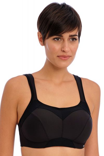 Freya Active High-Octane UW Sports Bra Black Underwired and padded sports bra with a racerback option. 60-90, D-M AC401003-BLK