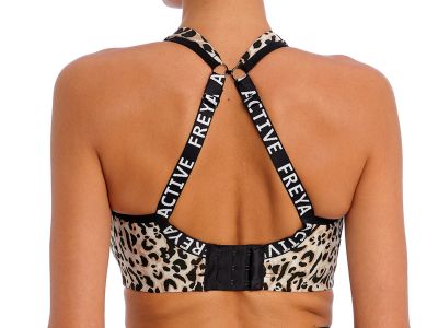 Freya Active High-Octane US Sports Bra Pure Leopard Underwired and padded sports bra with a racerback option. 60-90, D-M AC401003-PLD