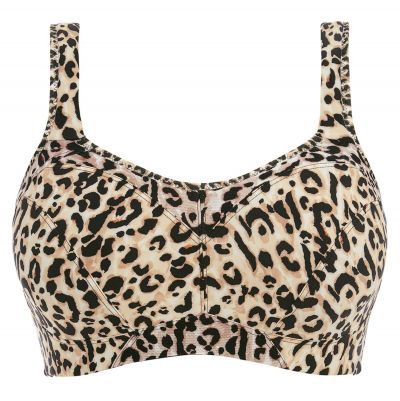 Freya Active High-Octane US Sports Bra Pure Leopard Underwired and padded sports bra with a racerback option. 60-90, D-M AC401003-PLD