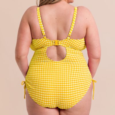Curvy Kate Holiday Non Wired Swimsuit - Sunshine Non-wired, dual sized swimsuit with adjustable straps and ruching. 65-90 E/F - M/N CS036606-SUY