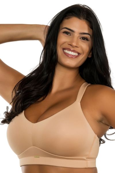 Parfait Lingerie Holly Wire Free Seamless Bra - Warm Sand Non-wired bralette with smooth, seamfree cups. M-2XL, S+-3XL+ (D-L cups) P8000-WSD