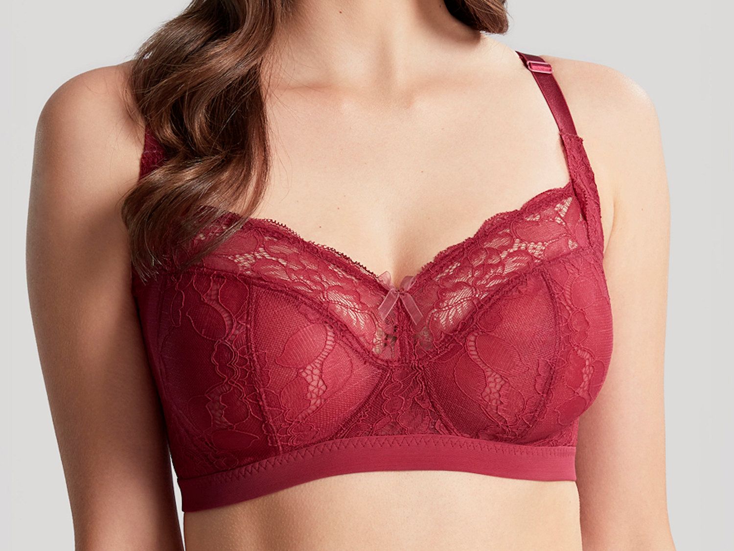 Red lace non-wired bra