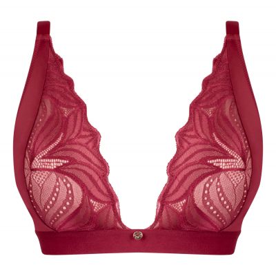 Scantilly by Curvy Kate Indulgence Lace Bralette Red Latte Nonwired lace bralette with adjustable straps to fit DD-HH cups S-XL ST-010-110-RED-LAE