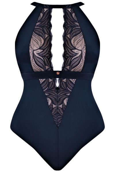 Scantilly by Curvy Kate Indulgence Lace Body Black Latte Nonwired lace body with adjustable straps to fit DD-HH cups S-2XL ST-010-704-BLK-LAE