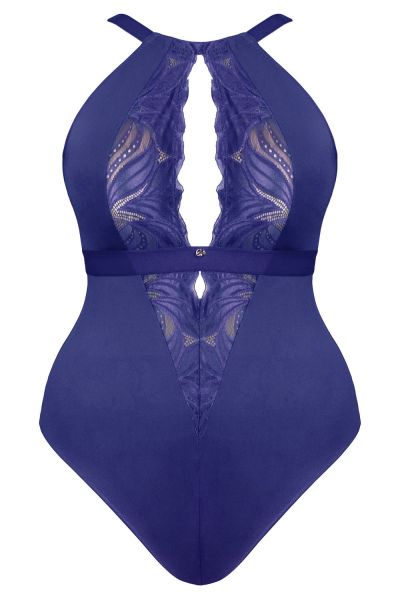 Scantilly by Curvy Kate Indulgence Lace Body Deep Blue Nonwired lace body with adjustable straps to fit DD-HH cups S/36-38 - 3XL/56-58 ST-010-704-DBU