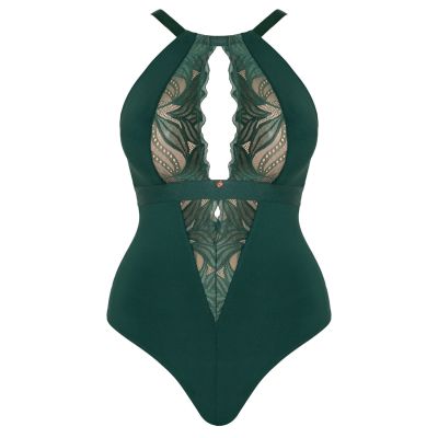 Scantilly by Curvy Kate Indulgence Lace Body Emerald Green Nonwired lace body with adjustable straps to fit UK DD-HH / EU E-L cups. S/36-38 - 3XL/56-58 ST-010704-EMD