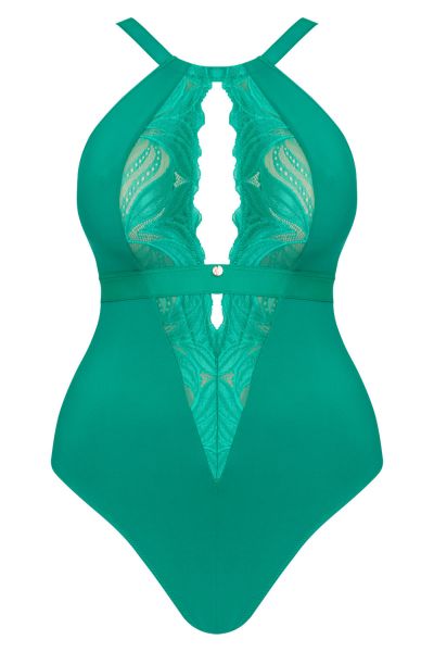 Scantilly by Curvy Kate Indulgence Lace Body Jade Nonwired lace body with adjustable straps to fit DD-HH cups S-2XL ST-010-704-JADE