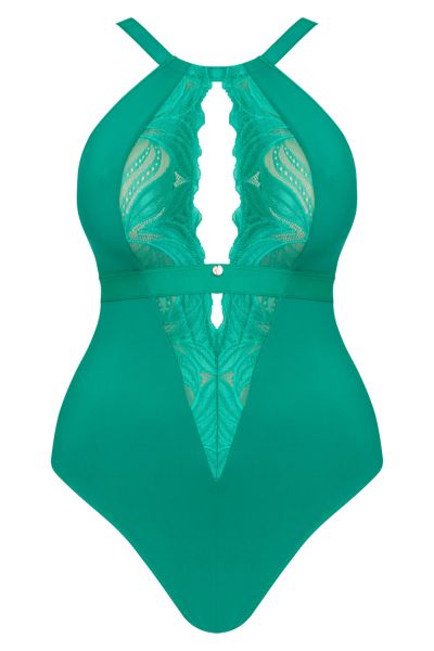 Scantilly by Curvy Kate Indulgence Lace Body Jade Nonwired lace body with adjustable straps to fit DD-HH cups S-2XL ST-010-704-JADE