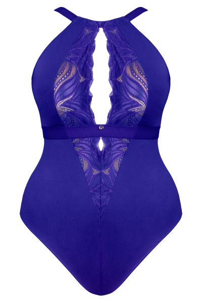 Scantilly by Curvy Kate Indulgence Lace Body Ultraviolet Nonwired lace body with adjustable straps to fit DD-HH cups S-2XL ST-010-704-ULTRAV