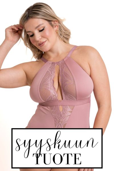 Scantilly by Curvy Kate Indulgence Lace Body Dusty Rose Nonwired lace body with adjustable straps to fit DD-HH cups S/36-38 - 3XL/56-58 ST-010704-DUR