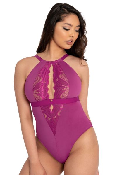 Scantilly by Curvy Kate Indulgence Lace Body Orchid Latte Nonwired lace body with adjustable straps to fit DD-HH cups S-2XL ST-010-704-ORC-LAE