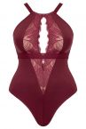 Scantilly by Curvy Kate Indulgence Lace Body Oxblood-thumb Nonwired lace body with adjustable straps to fit DD-HH cups. S-2XL ST-010-704-OXB
