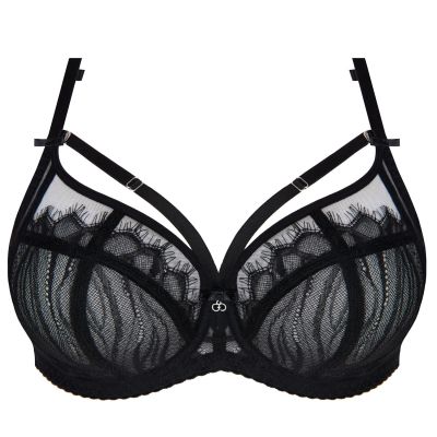 Gorsenia Inessa Soft Side Support Bra Black Underwired, non-padded soft side support bra with removable decorative straps. 65-110, D-M K817