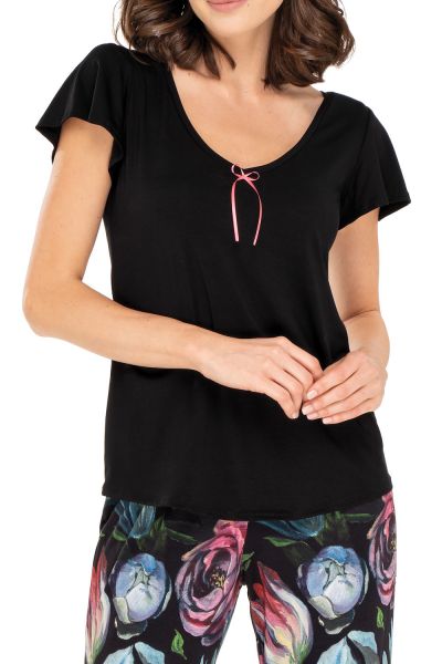  Ingrid Pyjama Set Black Floral 2 piece pyjama set S/34-36 - 2XL/50-52 