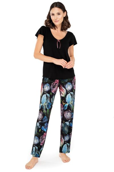  Ingrid Pyjama Set Black Floral 2 piece pyjama set S/34-36 - 2XL/50-52 