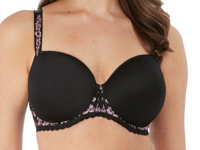 Fantasie Isla UW Moulded T-shirt Bra Black Smooth, moulded, padded bra with underwires 65-90, D-J FL6900-BLK