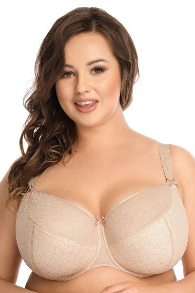 Nessa Ivena Semi Soft Bra Beige Underwired, half-padded bra with embroidery on cups 65-100, D-L IVE-N501-BEZ