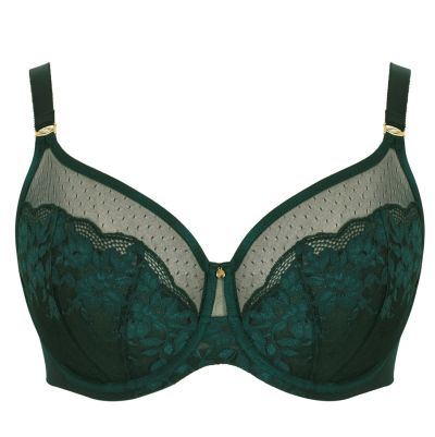 Sculptresse by Panache Josephine UW Full Cup Bra Forest Green Underwired non-padded full cup mesh tulle bra. 75-105, E-O 10855A-FOG