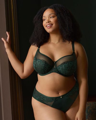 Sculptresse by Panache Josephine UW Full Cup Bra Forest Green Underwired non-padded full cup mesh tulle bra. 75-105, E-O 10855A-FOG