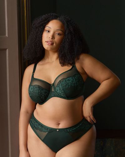 Sculptresse by Panache Josephine UW Full Cup Bra Forest Green Underwired non-padded full cup mesh tulle bra. 75-105, E-O 10855A-FOG