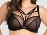 Gorsenia Just Black Soft Bra-thumb Underwired, non-padded mesh bra with detachable decorative strapping. 65-100, D-M K824