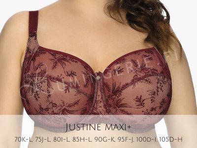 Gaia Lingerie Jasmine/Justine Soft Bra Burgundy Underwired, soft cup bra with side support 70-105, D-L BS-1035/1031-BUR